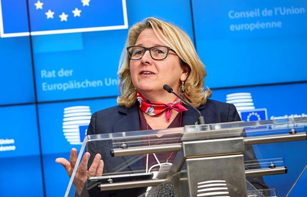 Schulze speaking to journalists at an EU Council press conference in December. Photo: European Union